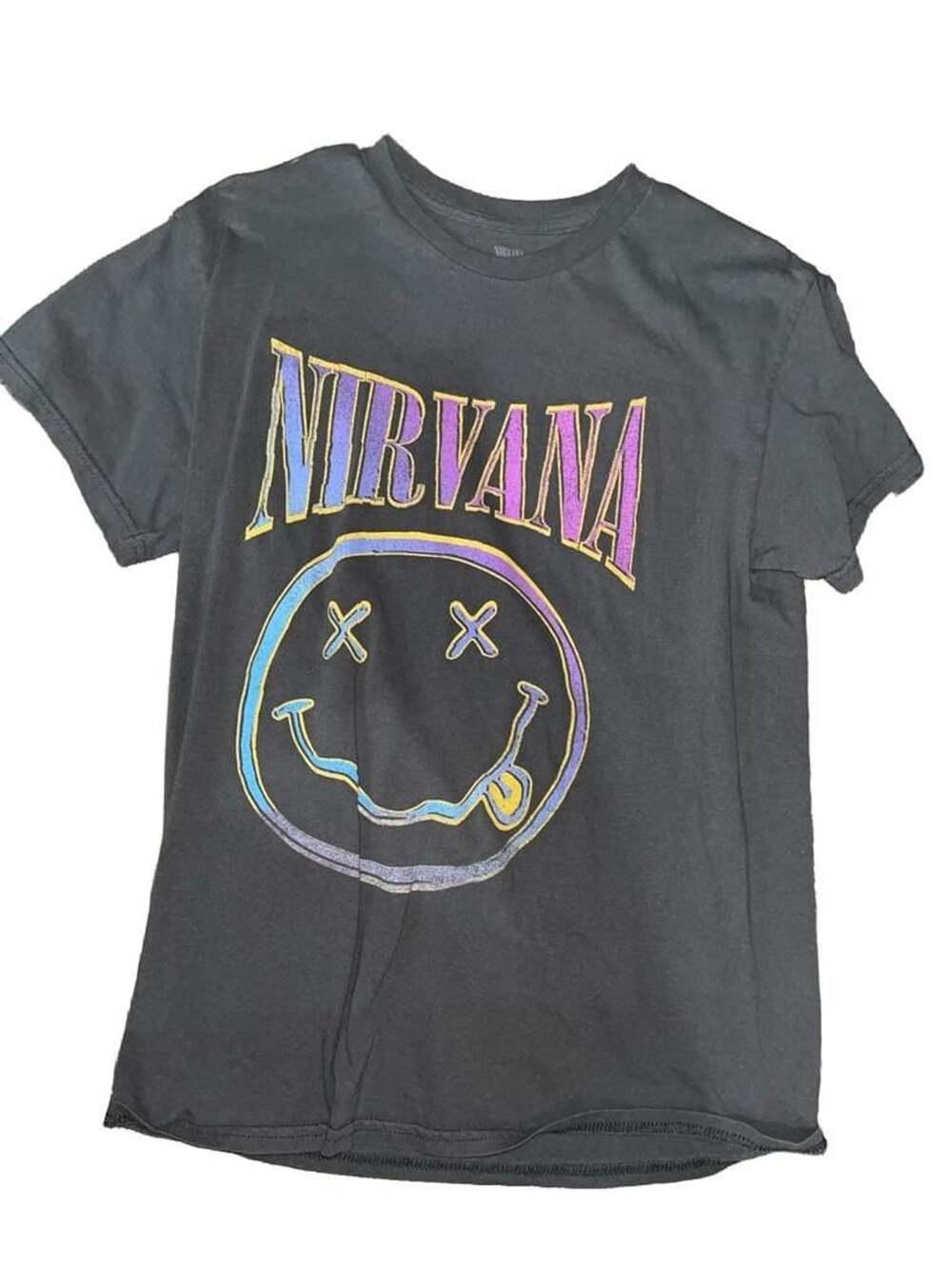 Nirvana Smiley Graphic T-Shirt Gray Size M